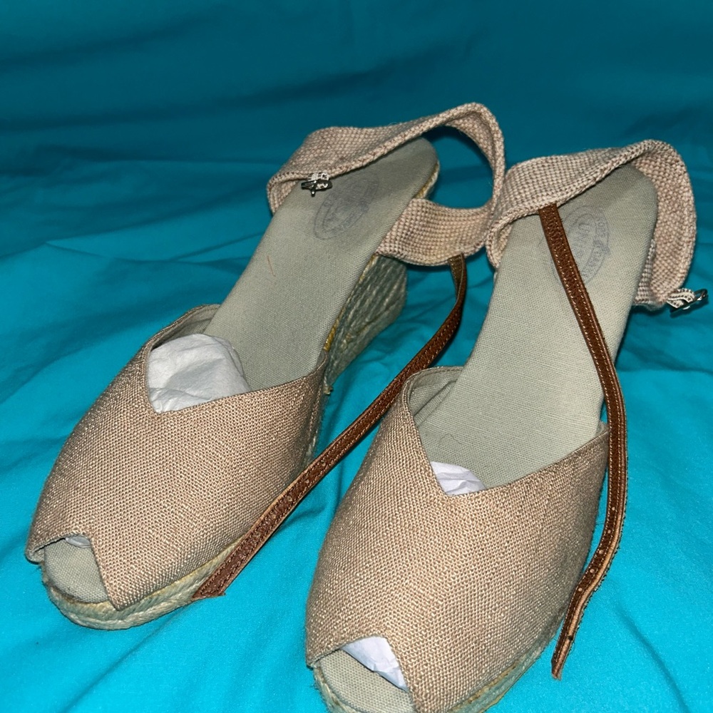 Unisa Tan Espadrille Sandals with Ankle Straps